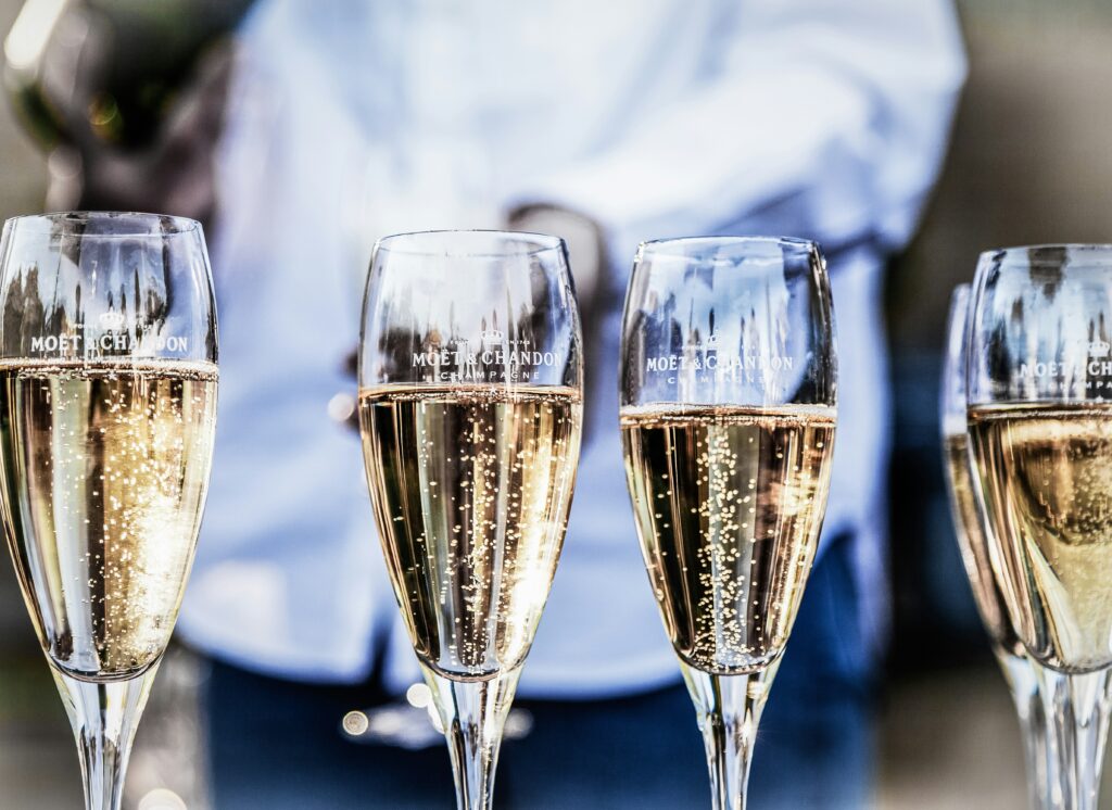 Champagne glasses ready for a toast