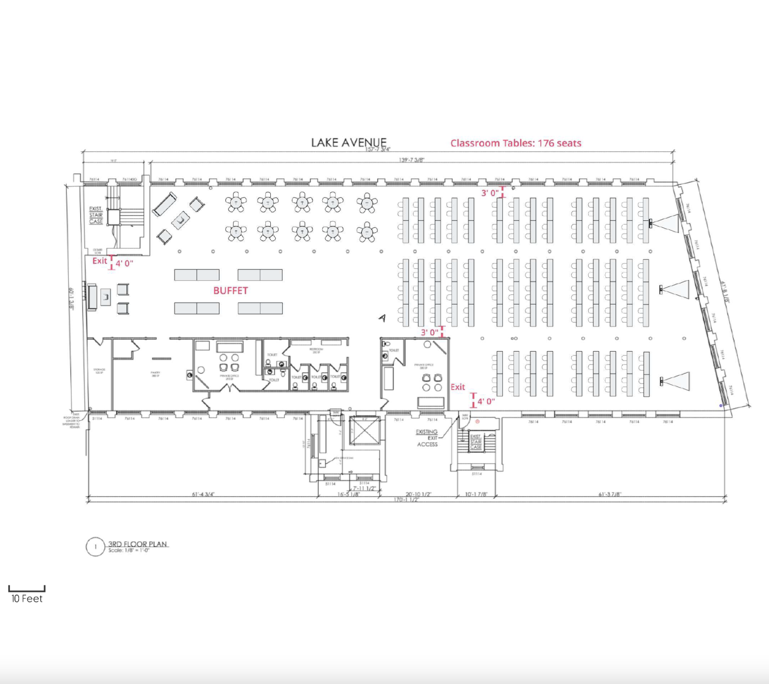 Floorplan 1: Classroom Setup with 176 seats