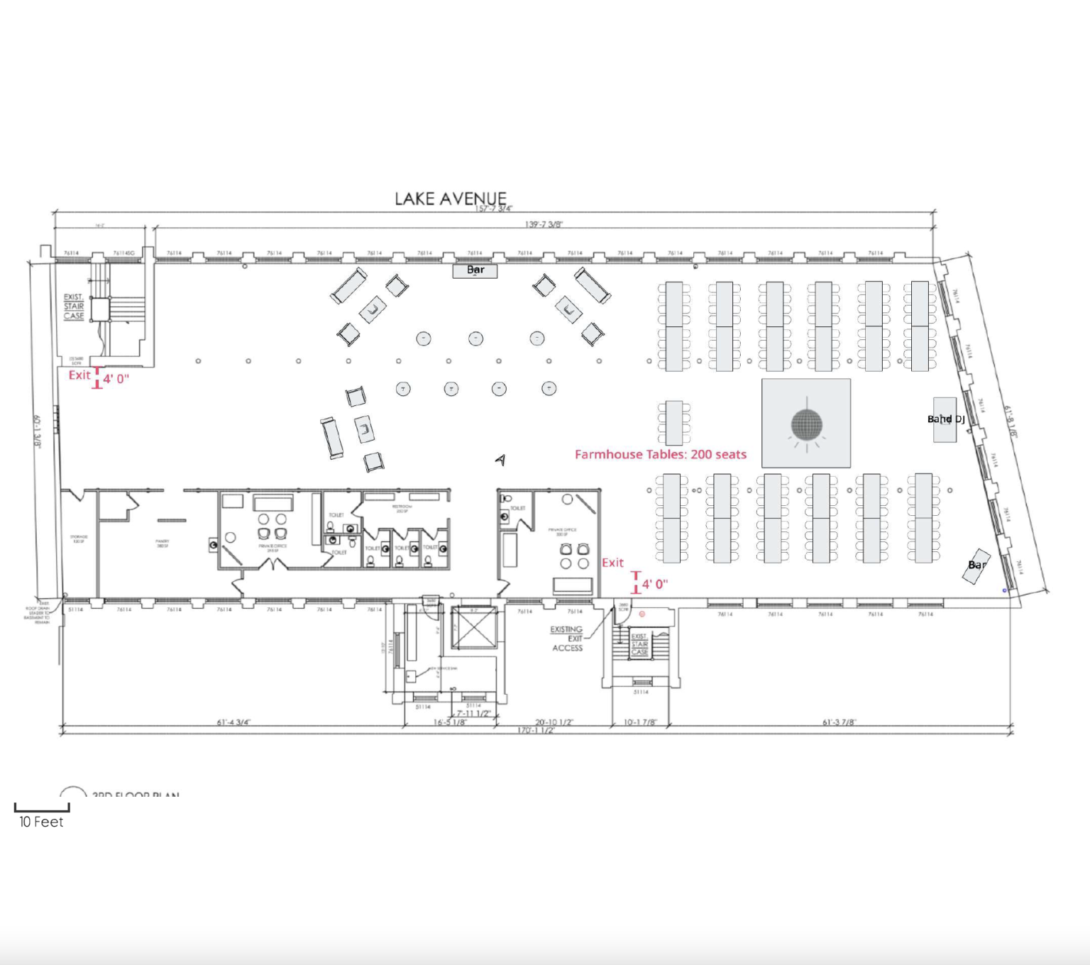 Floorplan 2: Farmhouse Tables Setup with 200 seats