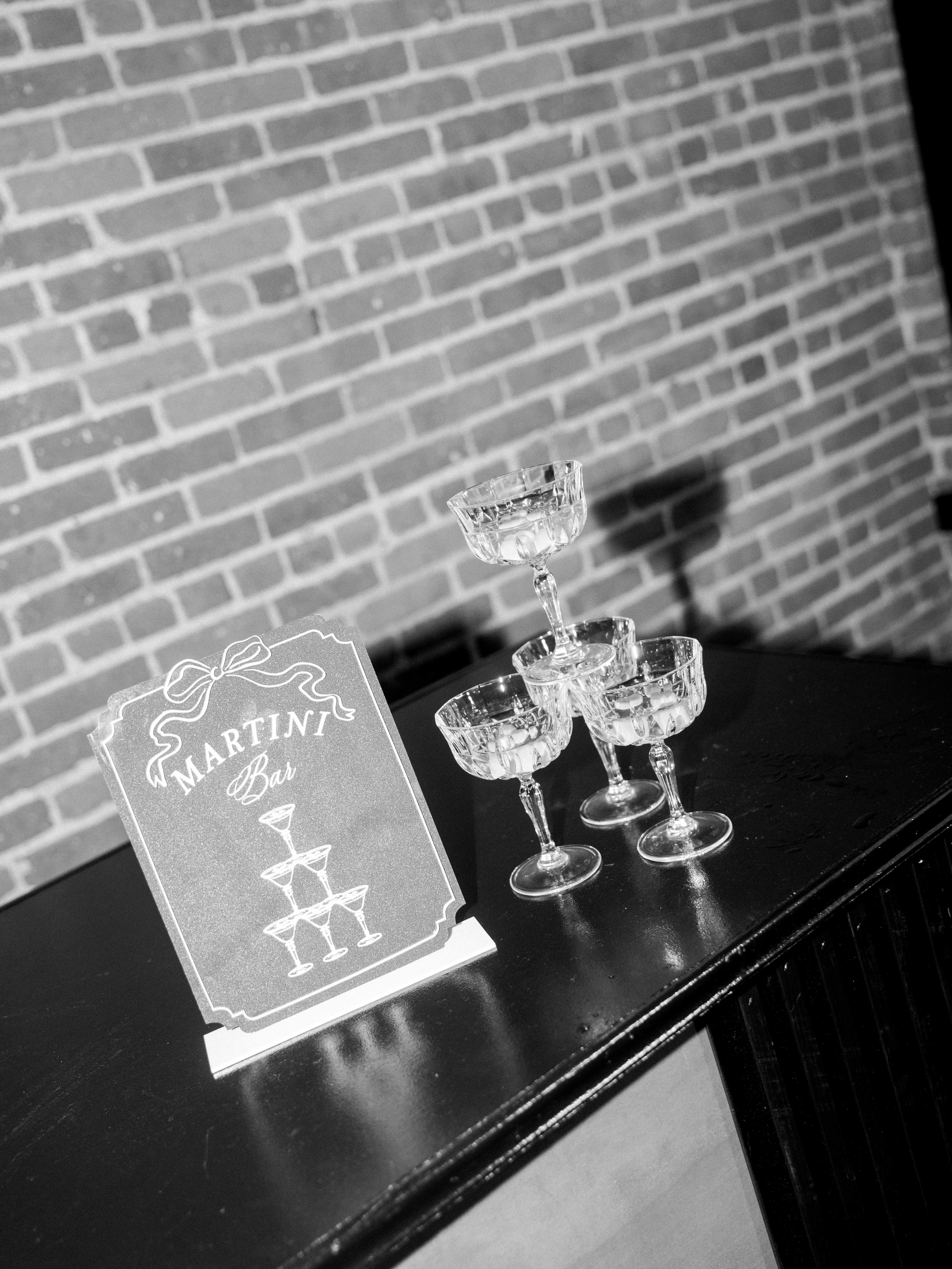 Elegant martini bar setup with crystal glasses