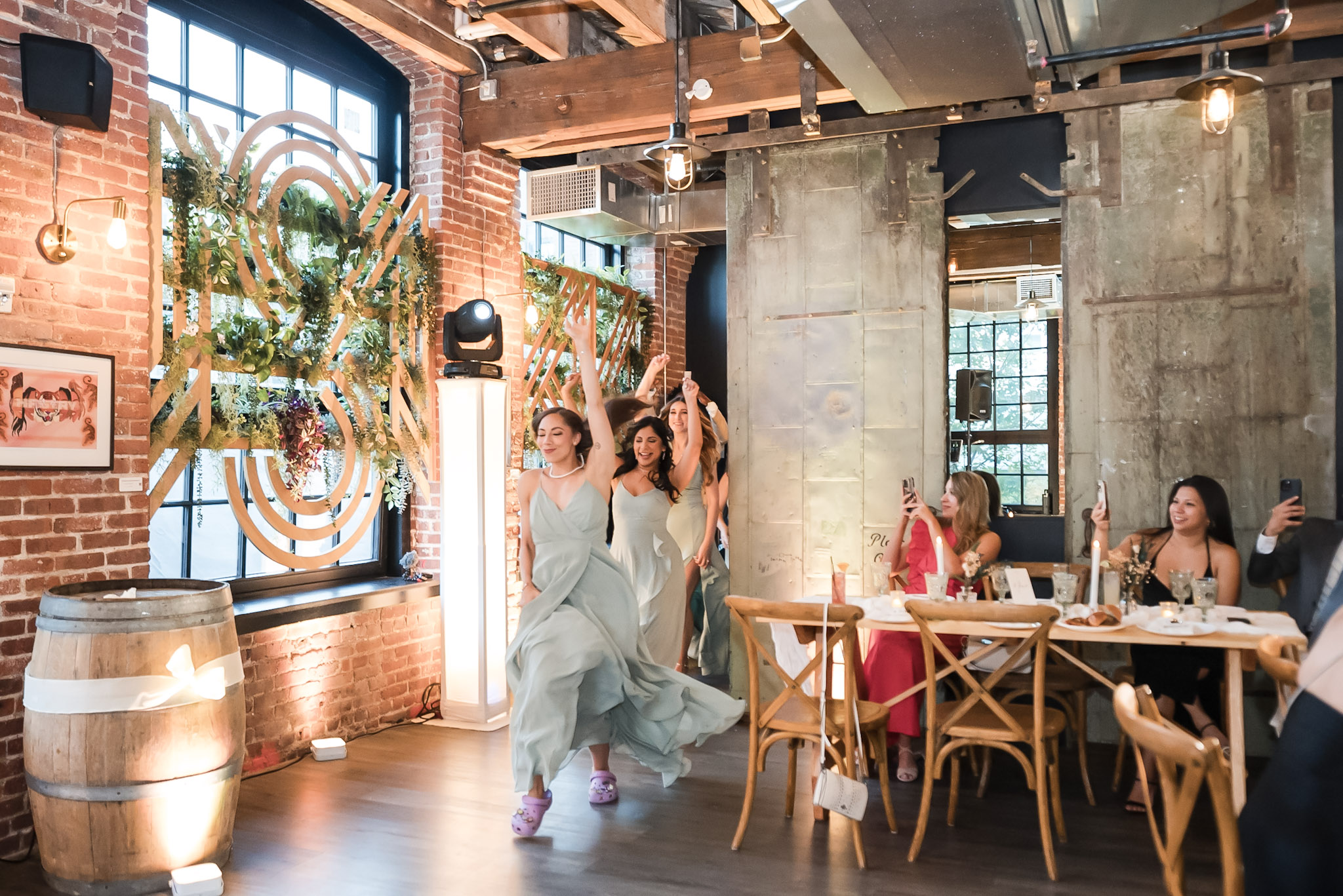 Bridal party making a grand entrance at the reception